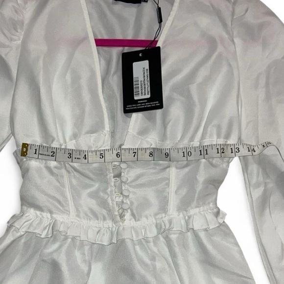 PrettyLittleThing White Button-Front Ruffle Dress - Picture 6 of 7